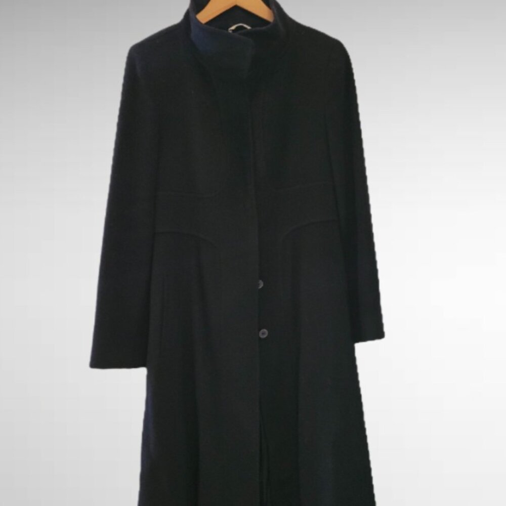 MaxMara Funnel Neck Virgin Wool Coat